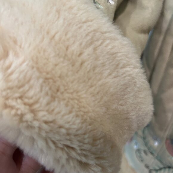 Fu Da‎ Sport Faux Suede Embroidered Sherpa Coat Sz L Phoebe Buffay Inspired 90s - Picture 5 of 8